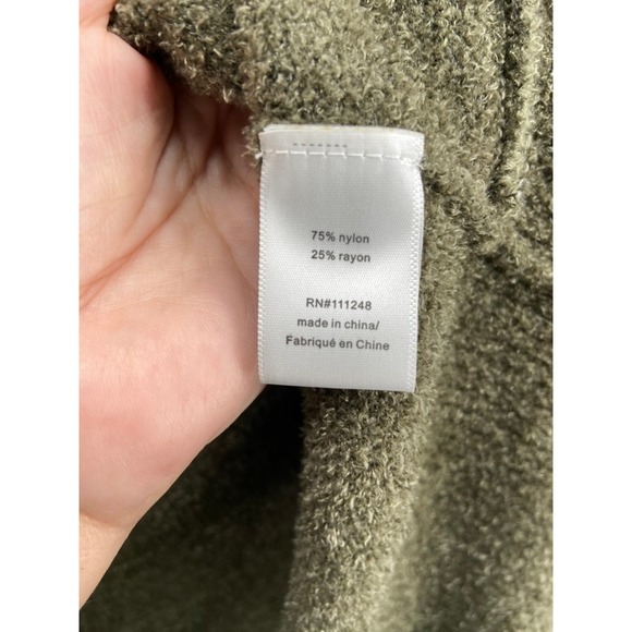 Barefoot Dreams CozyChic Lite Cardigan Sz L Olive Green Shawl Collar Open Front - Picture 5 of 11